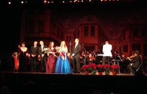 Varèse Sarabande executive producer Robert Townson on stage with Maestro Steven Allen Fox, the orchestra, the evening's featured performer vocalists, and flute soloist Sara Andon. (Photos by Linda A. Rapka)