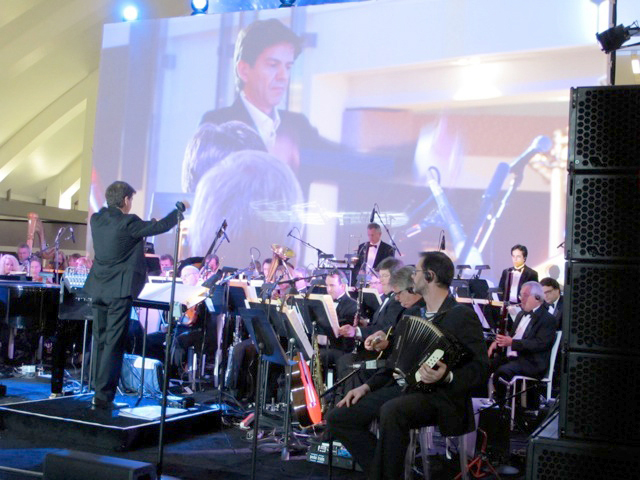 Emmanuel Fratianni conducts the 70-piece Hollywood Scoring Orchestra at the preview opening gala of the new Tom Bradley International Terminal at LAX on June 20, 2013. Photos courtesy of Laurie Robinson
