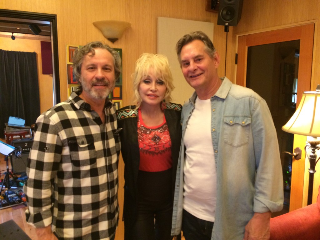 Composers Mark Leggett (left) and Velton Ray Bunch (right) with Dolly Parton. Photo by Crystal Mangano