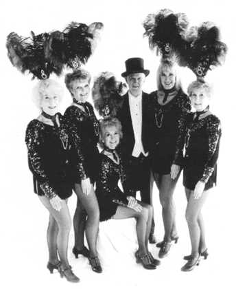 ALWAYS A LADIES MAN... Slim surrounded by his gal's tap group, Tiny's Troupers: Beverly, Lillian, Tiny, Helen and Flora.