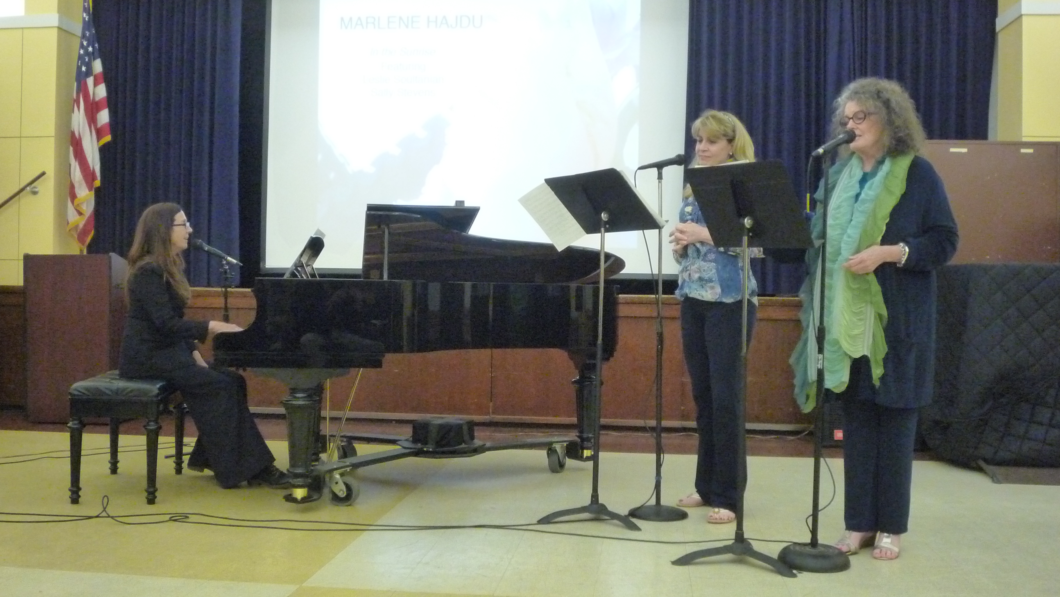 Marlene Hajdu performs a new piece with vocalists Leslie Soultanian and Sally Stevens.