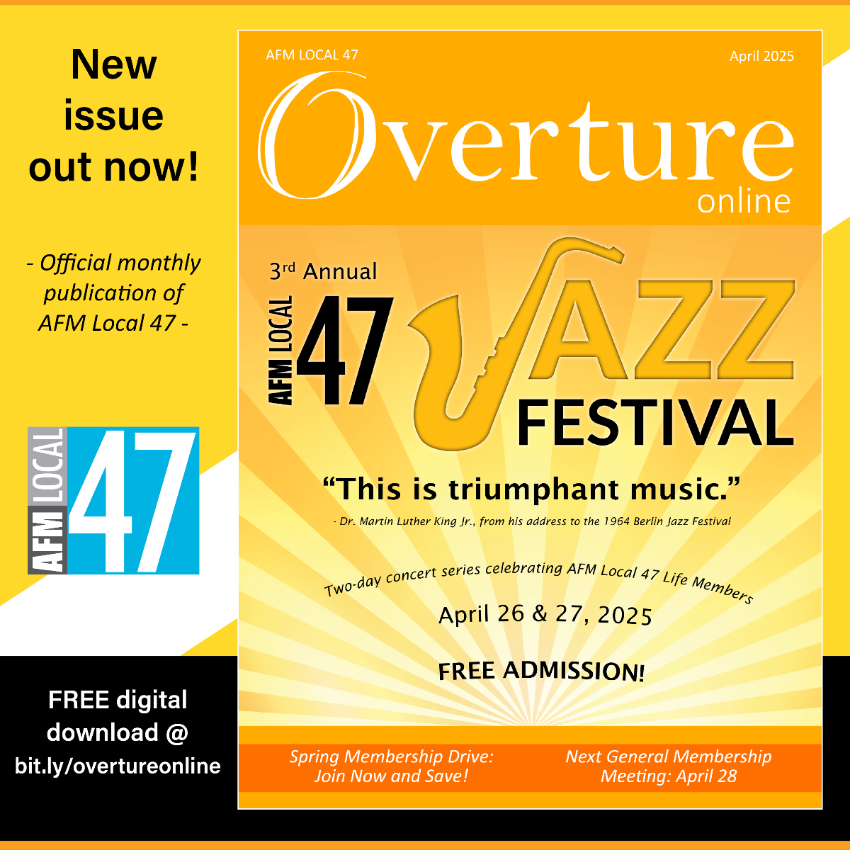 April 2025 Overture Online: 3rd Annual AFM Local 47 Jazz Festival - 47 ...